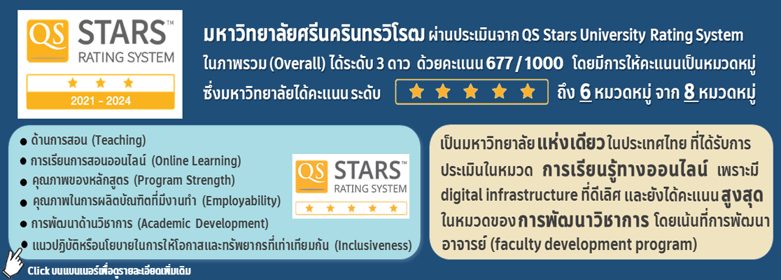 QS Stars Rating System - SWU overall received 3 Stars